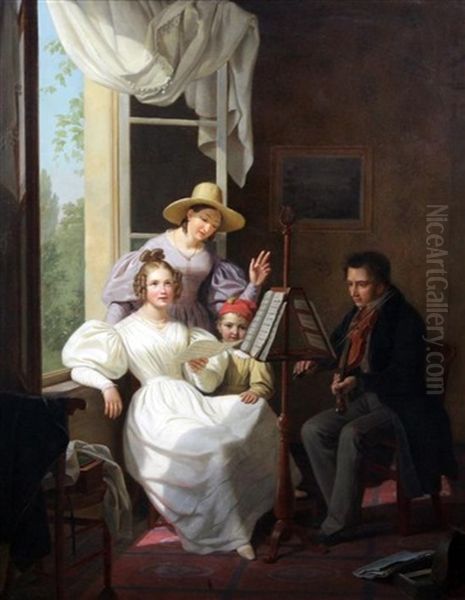 The Music Lesson Oil Painting by Basile De Loose