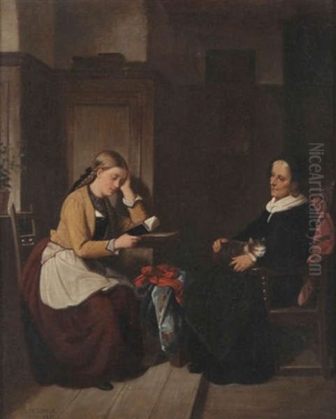 La Lecture Oil Painting by Basile De Loose