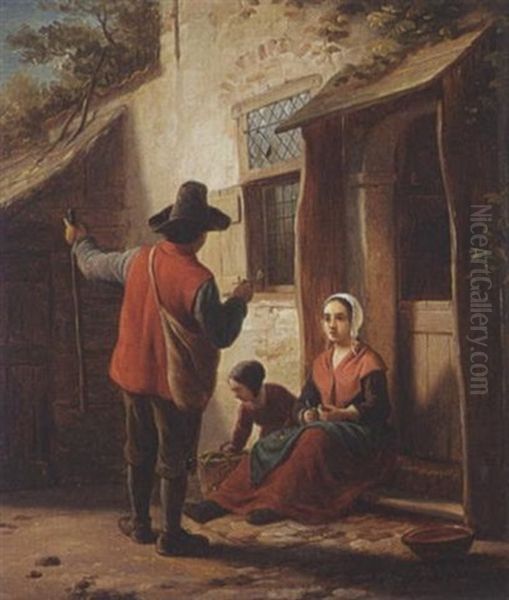 A Traveller Oil Painting by Basile De Loose