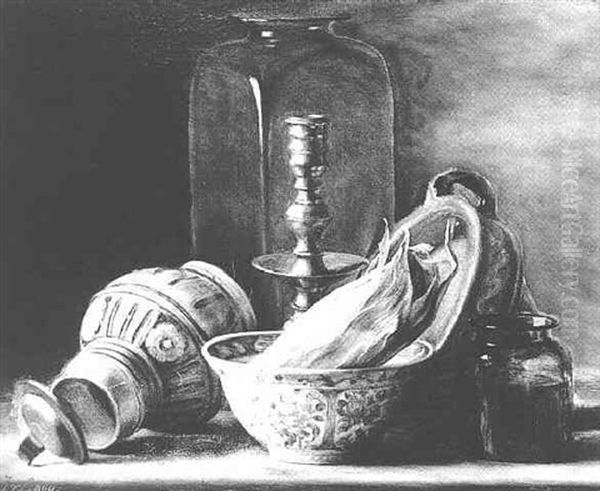 A Still Life With A Chinese Bowl Oil Painting by Jacobus Van Looy