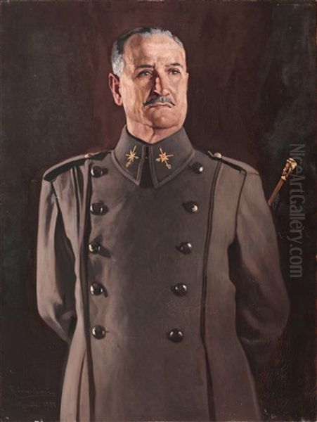 Retrato Del General Queipo De Llano Oil Painting by Ricardo Lopez Cabrera