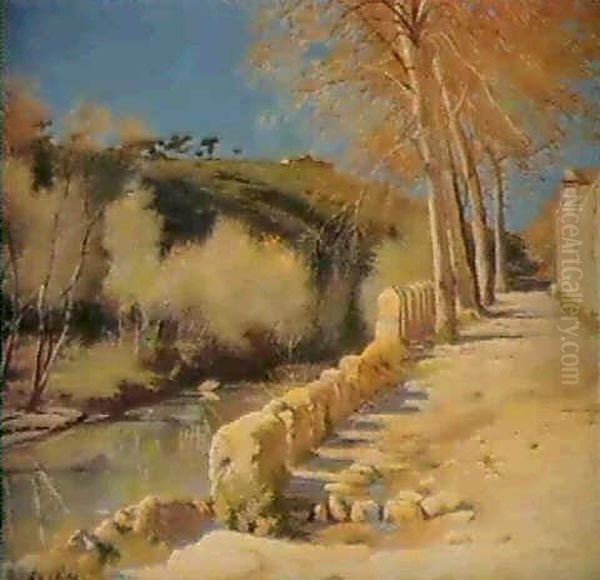 A Sunlit View Of The Alcala River Oil Painting by Ricardo Lopez Cabrera