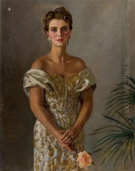 Retrato De Dama Oil Painting by Jose Maria Lopez Mezquita