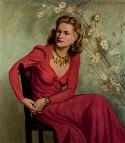 Miss Sigrid Lassen Oil Painting by Jose Maria Lopez Mezquita