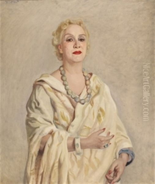 Retrato De Aurea De Frances Oil Painting by Jose Maria Lopez Mezquita