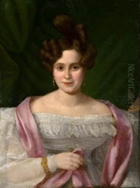 Retrato De Dama Oil Painting by Bernardo Lopez Piquer