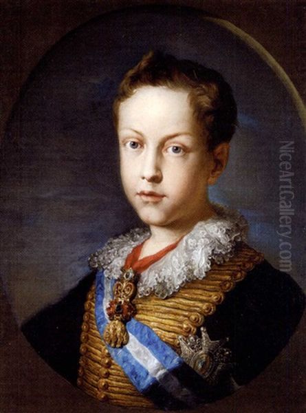 Retrato De Don Francisco De Asis De Borbon Nino by Bernardo Lopez Piquer