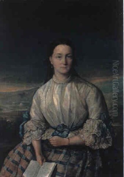 Retrato De Antonia Dal-re Placci Oil Painting by Bernardo Lopez Piquer