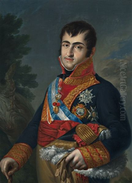 Retrato De Fernando Vii Con Uniforme De Capitan General Oil Painting by Vicente Lopez y Portana