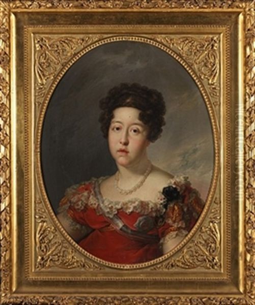 Maria Isabel De Braganza, Reina De Espana Oil Painting by Vicente Lopez y Portana