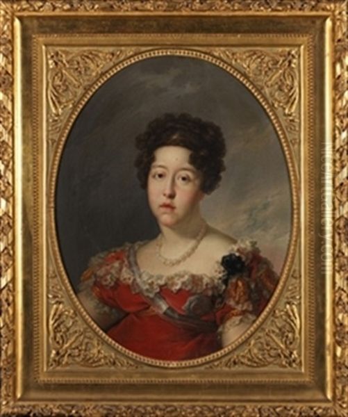 Maria Isabel De Braganza, Reina De Espana Oil Painting by Vicente Lopez y Portana