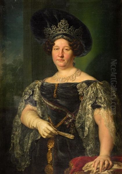 Retrato De Maria Isabel De Borbon, Reina De Las Dos Sicilias Oil Painting by Vicente Lopez y Portana