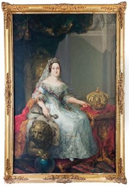 Isabel Ii, Mayor De Edad, Sentada En El Trono Oil Painting by Vicente Lopez y Portana