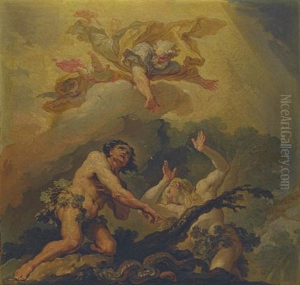 The Expulsion Of Adam And Eve From Paradise (sketch) Oil Painting by Vicente Lopez y Portana