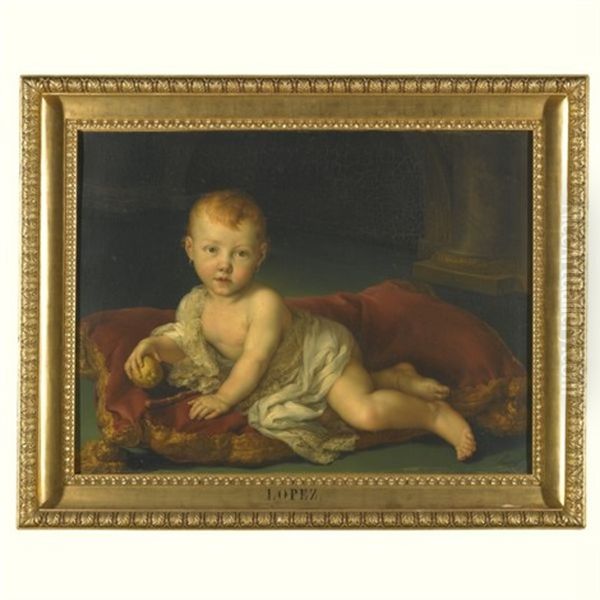 Portrait Of Isabel De Borbon, Infanta Of Spain, When A Baby Oil Painting by Vicente Lopez y Portana