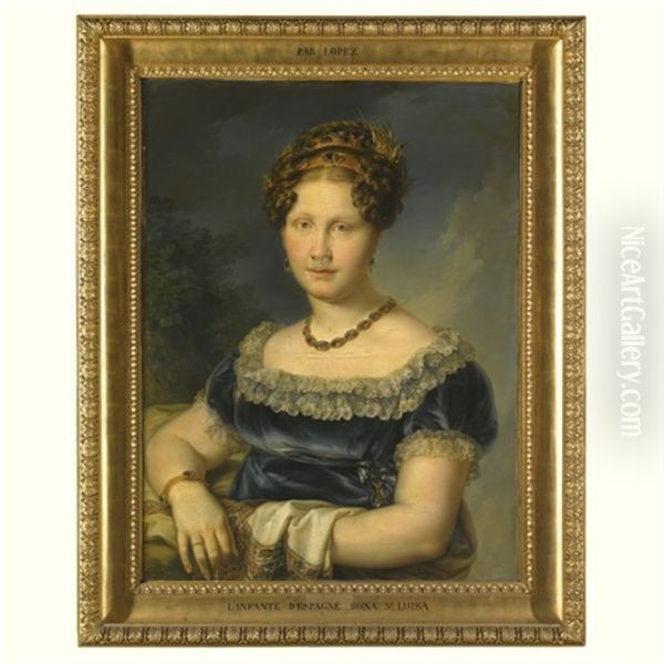 Portrait Of Infanta Luisa Carlota De Borbon, Princess Of The Two Sicilies Oil Painting by Vicente Lopez y Portana