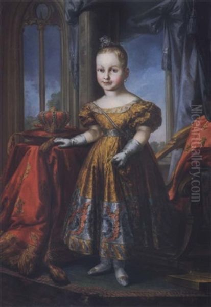 Portrait Of Maria-isabel-louisa, Later Queen Isabel Ii Of Spain, As A Child Oil Painting by Vicente Lopez y Portana