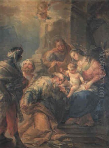 La Adoracion De Los Magos Oil Painting by Vicente Lopez y Portana