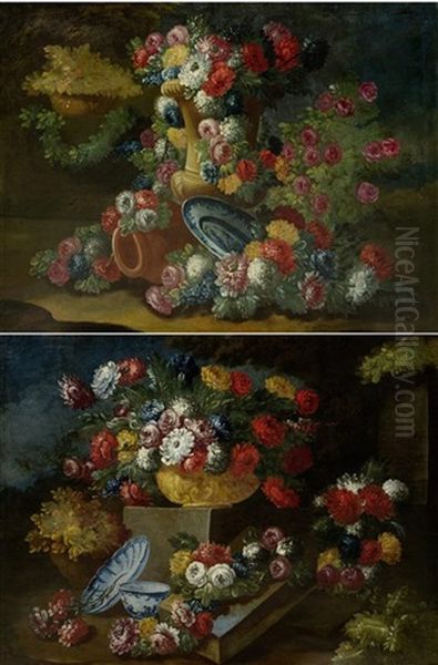 Blumenbouquets (pair) Oil Painting by Gasparo Lopez