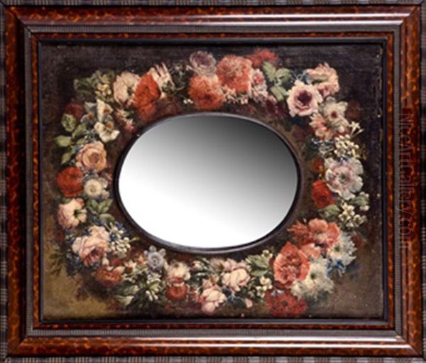 Guirnalda De Flores (w/mirror) Oil Painting by Gasparo Lopez