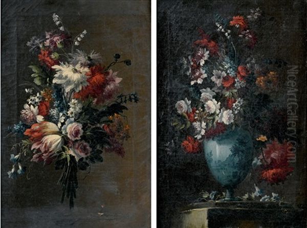 Mazzo Di Fiori (+ Fiori In Un Vaso; 2 Works) Oil Painting by Gasparo Lopez