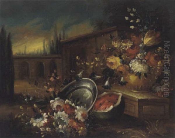 Blumen In Einem Schlospark Oil Painting by Gasparo Lopez