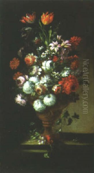 A Still Life Of Flowers In A Small Urn Oil Painting by Gasparo Lopez