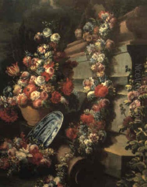 Still Life With Tulips, Anemones And Other Flowers In A Vase Oil Painting by Gasparo Lopez