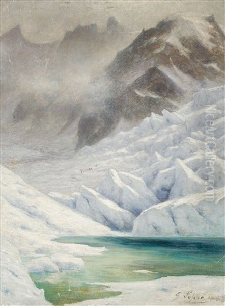 Lac Sur La Mer De Glace Oil Painting by Gabriel Loppe