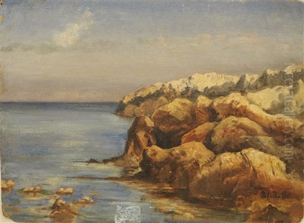 Les Rocheers En Bord De Mer Oil Painting by Gabriel Loppe