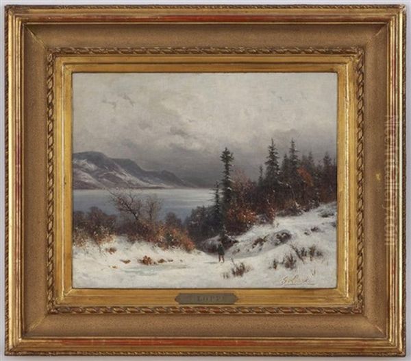 Paysage Lacustre, Temps De Neige Oil Painting by Gabriel Loppe