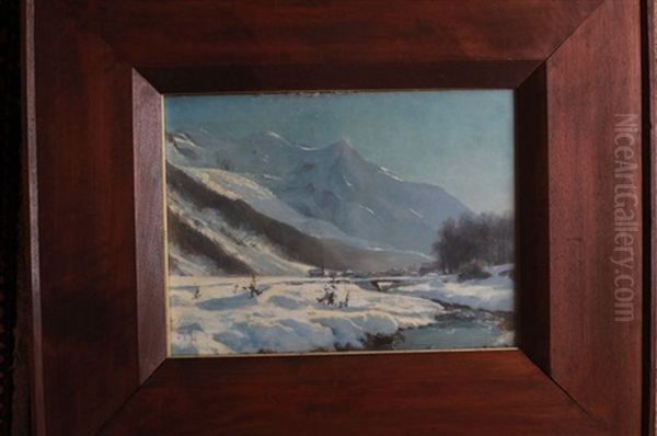 Paysage De Montagne Enneigee Oil Painting by Gabriel Loppe