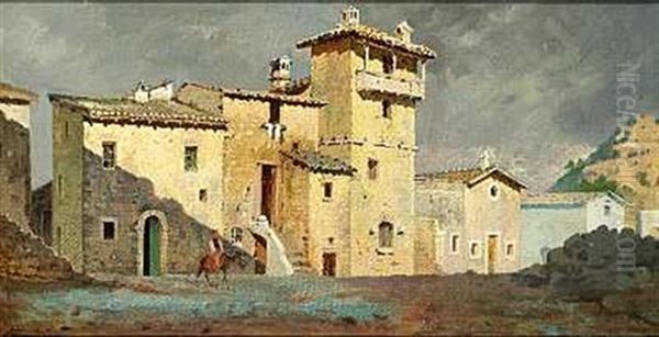 Italiensk Gadeparti Oil Painting by Auguste Johan Frederik Carl Lorange