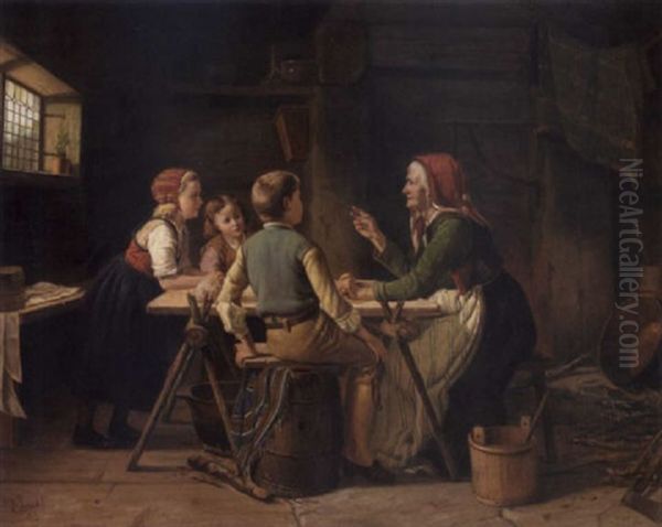 Bestemor Forteller Oil Painting by Karl Julius Lorck