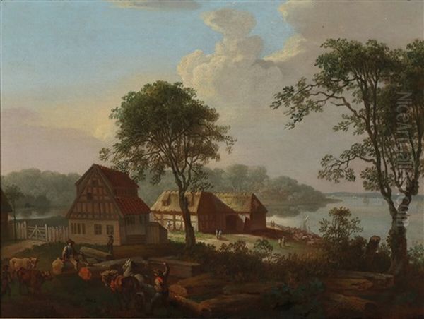 View From Strandmollen, North Of Copenhagen Oil Painting by Christian August Lorentzen