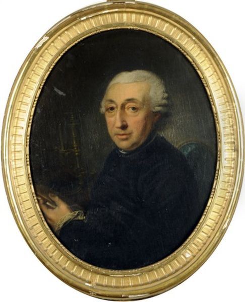 Portrait De Scientifique Au Microscope Oil Painting by Christian August Lorentzen