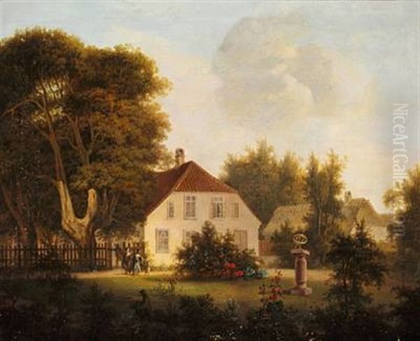 In The Back Garden Of Ermelundshuset Near The Deer Garden North Of Copenhagen Oil Painting by Christian August Lorentzen