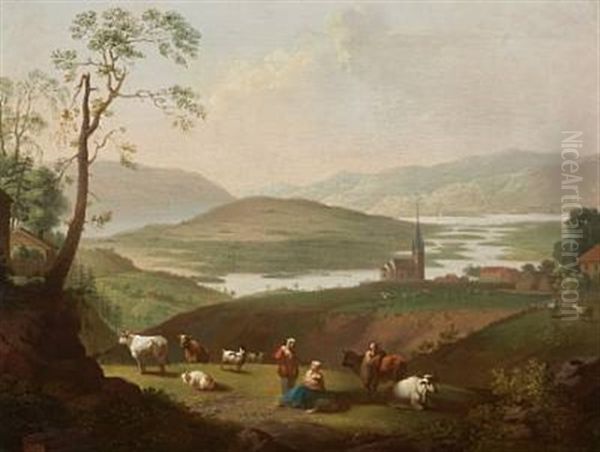 Utsikt Over Ringeriget Oil Painting by Christian August Lorentzen