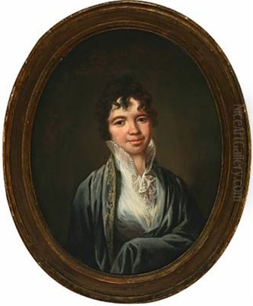 Portrait Of Mr. Johan Ludwig Heining's Second Wife Oil Painting by Christian August Lorentzen