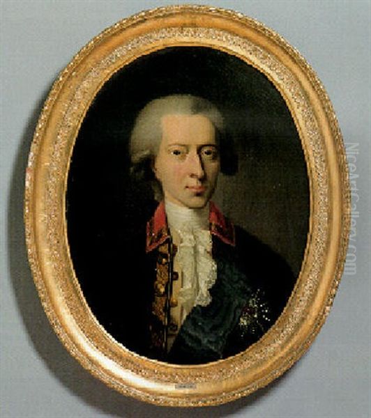 Christian Vii I Sort Frakke Med Rod Krave Oil Painting by Christian August Lorentzen