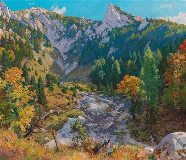 The Griesgraben Near Krumpen In Southern Styria Oil Painting by Carl Lorenz