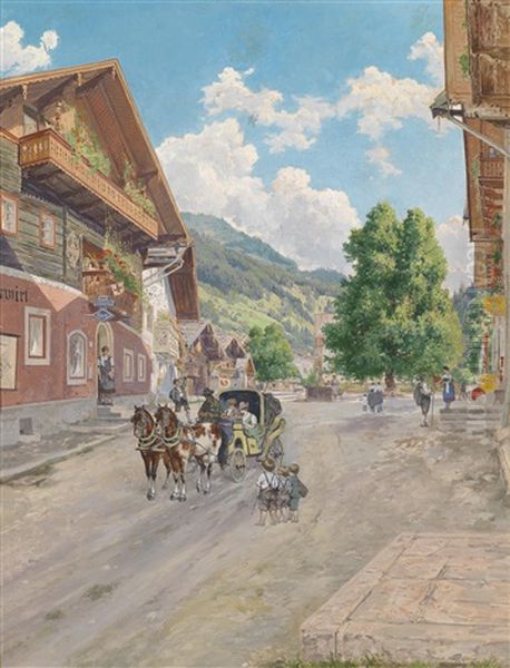 Der Platz In Wagrain Oil Painting by Carl Lorenz