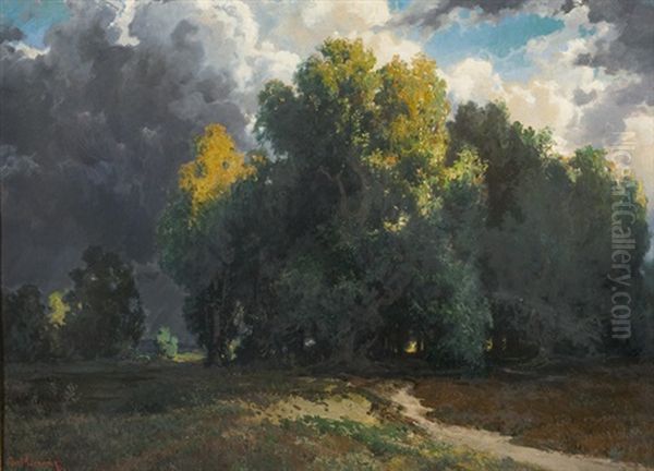 Waldrand Bei Gewitterstimmung Oil Painting by Carl Lorenz