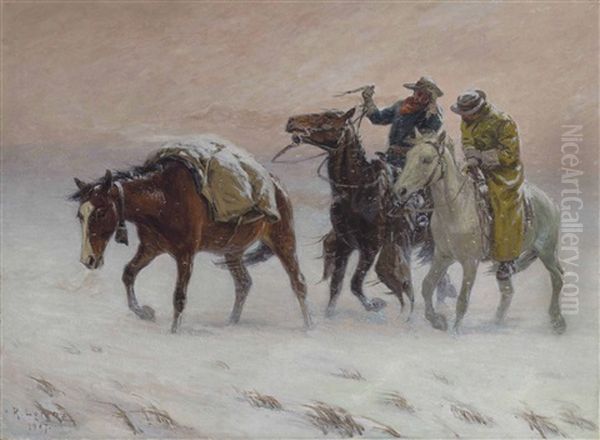 Western Scene Oil Painting by Richard Lorenz