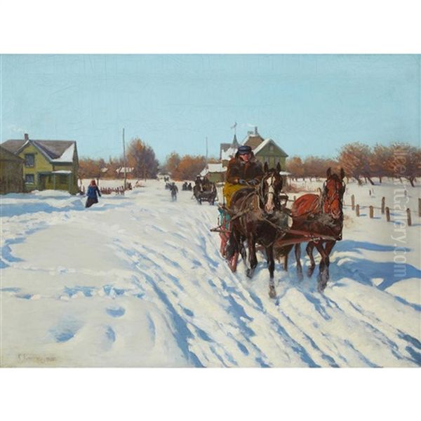 Wisconsin Winter Oil Painting by Richard Lorenz