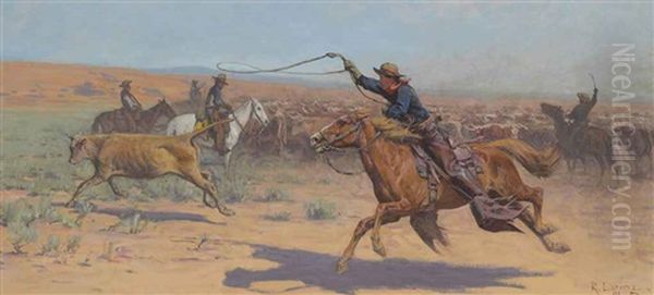 The Roundup Oil Painting by Richard Lorenz