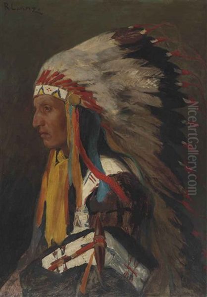 Indian Chief Oil Painting by Richard Lorenz