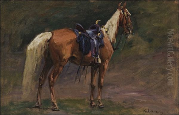 Saddled Palomino Oil Painting by Richard Lorenz