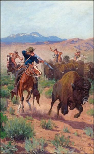 The Buffalo Hunters Oil Painting by Richard Lorenz