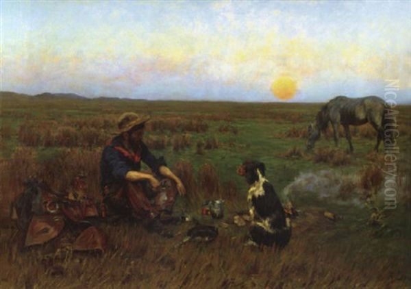 Sunset On The Prairie Oil Painting by Richard Lorenz